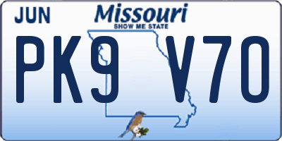 MO license plate PK9V7O