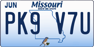 MO license plate PK9V7U