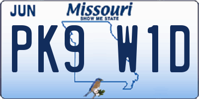 MO license plate PK9W1D