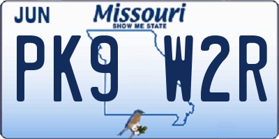 MO license plate PK9W2R
