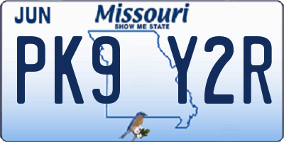 MO license plate PK9Y2R