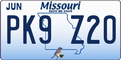 MO license plate PK9Z2O