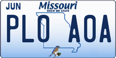MO license plate PL0A0A
