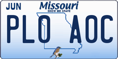 MO license plate PL0A0C