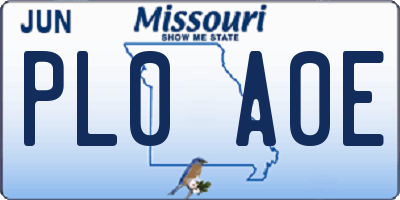 MO license plate PL0A0E