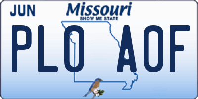 MO license plate PL0A0F