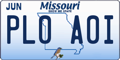 MO license plate PL0A0I