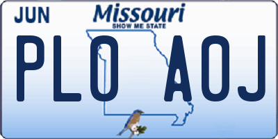 MO license plate PL0A0J