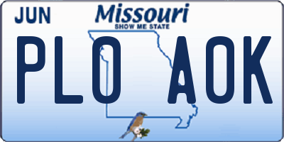 MO license plate PL0A0K