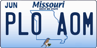 MO license plate PL0A0M