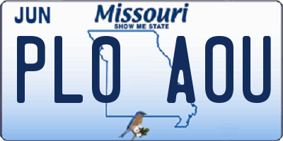 MO license plate PL0A0U