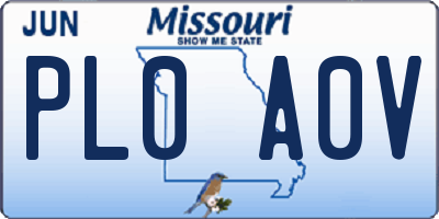 MO license plate PL0A0V