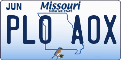 MO license plate PL0A0X