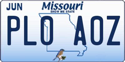 MO license plate PL0A0Z