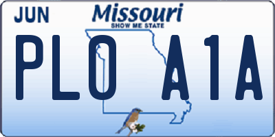 MO license plate PL0A1A