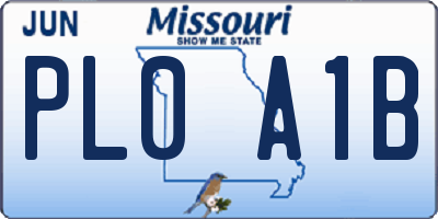 MO license plate PL0A1B