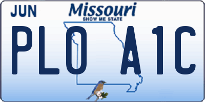 MO license plate PL0A1C