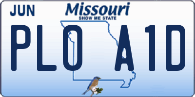 MO license plate PL0A1D