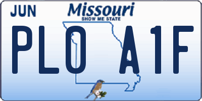 MO license plate PL0A1F