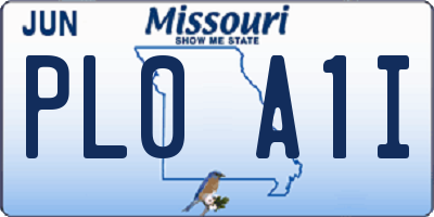 MO license plate PL0A1I