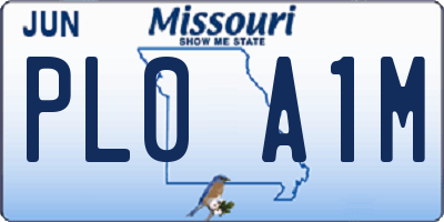 MO license plate PL0A1M