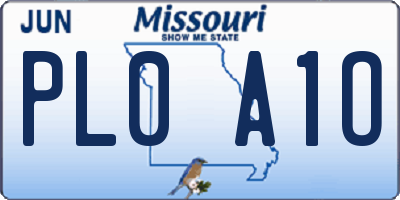 MO license plate PL0A1O
