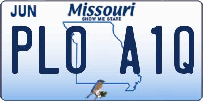 MO license plate PL0A1Q