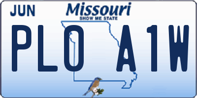 MO license plate PL0A1W