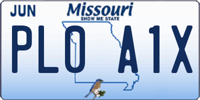 MO license plate PL0A1X