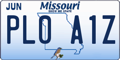 MO license plate PL0A1Z
