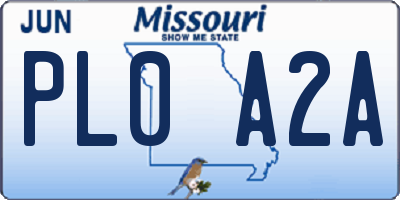 MO license plate PL0A2A
