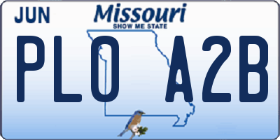 MO license plate PL0A2B