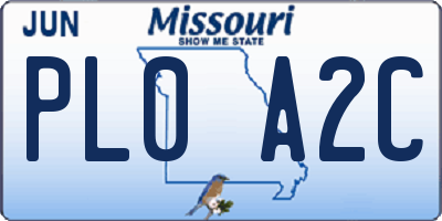 MO license plate PL0A2C