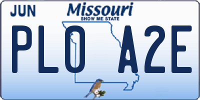 MO license plate PL0A2E
