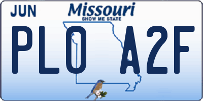 MO license plate PL0A2F