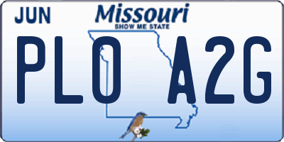 MO license plate PL0A2G