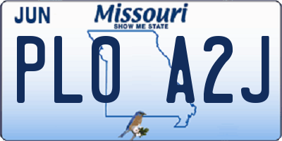 MO license plate PL0A2J