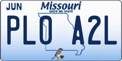 MO license plate PL0A2L