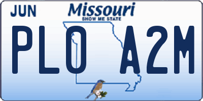 MO license plate PL0A2M