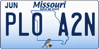 MO license plate PL0A2N