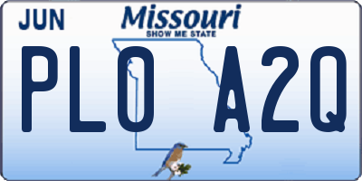 MO license plate PL0A2Q