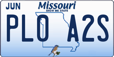 MO license plate PL0A2S