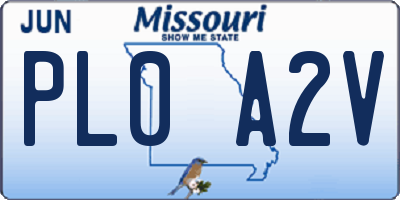 MO license plate PL0A2V