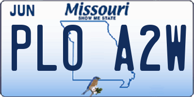 MO license plate PL0A2W