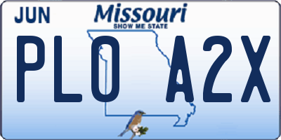 MO license plate PL0A2X