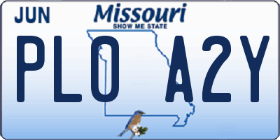 MO license plate PL0A2Y