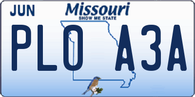 MO license plate PL0A3A