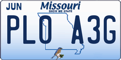 MO license plate PL0A3G