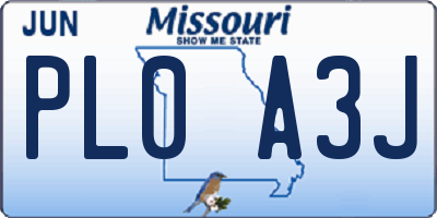 MO license plate PL0A3J