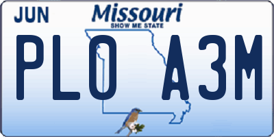 MO license plate PL0A3M